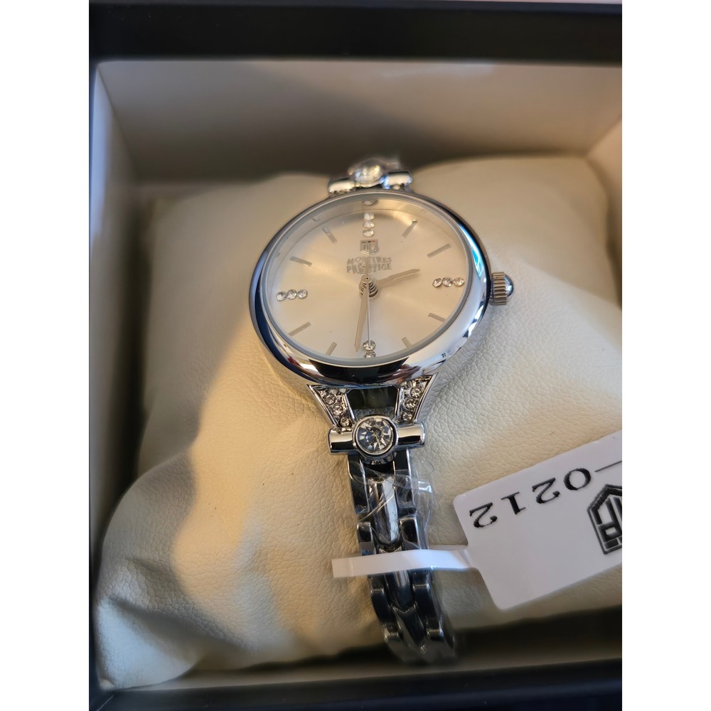 Montres Prestige Womens Silver Tone Crystal Accent Link Bracelet Watch MPW-0212 - Picture 3 of 5